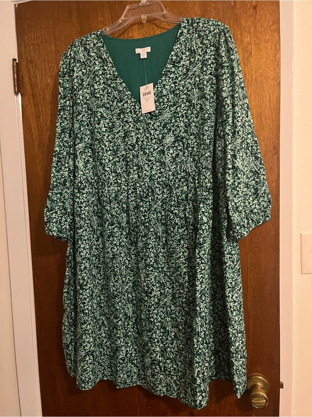 J. Jill Green and White Floral Midi Dress